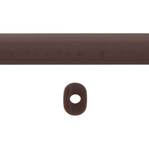 Cord, silicone, coco brown, 10x8mm oval with 2.5mm hole. Sold per pkg of 1 yard.