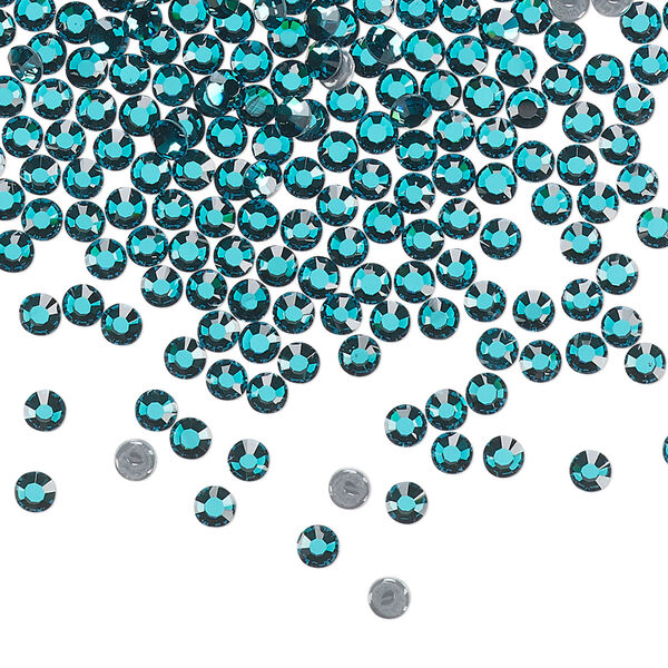 Flat back, Dance With Me™ crystal hotfix rhinestone, blue zircon, foil back, 2.7-2.9mm rose, SS10. Sold per pkg of 144 (1 gross). image number 0