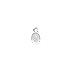 Drop, fine silver, 7x5mm oval bezel cup setting with open loop. Sold per pkg of 10.