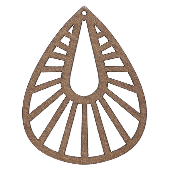 Focal, fiberboard, brown, 2-3/4 x 2-1/4 inch teardrop with go-go cutout design. Sold per pkg of 2. image number 0