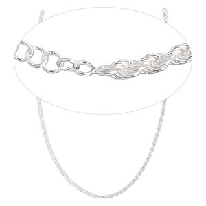 Chain 1pkg1 sterling silver box & French rope, 4.1mm / 3.4mm cut / lobster claw clasp, 18 inch