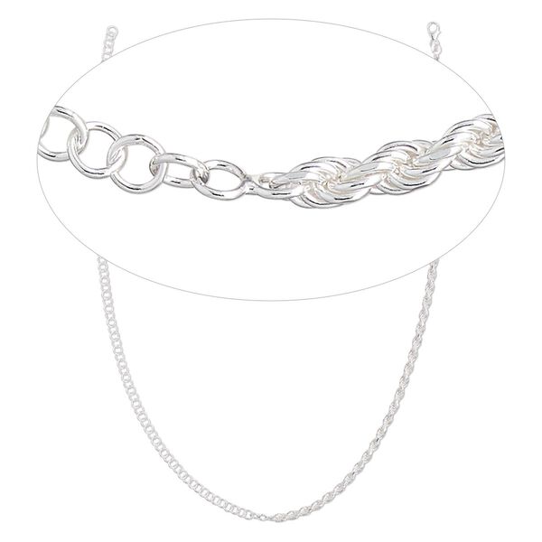 Sterling silver 1pkg1, diamond-cut French rope / round cable chain 18 inch 3.4mm / 4.1mm image number 0