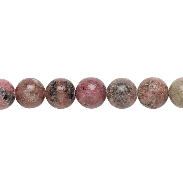 Bead, rhodonite (natural), 7-8mm, D grade, Mohs hardness 5-1/2 to 6-1/2. Sold per 15" to 16" strand. image number 0
