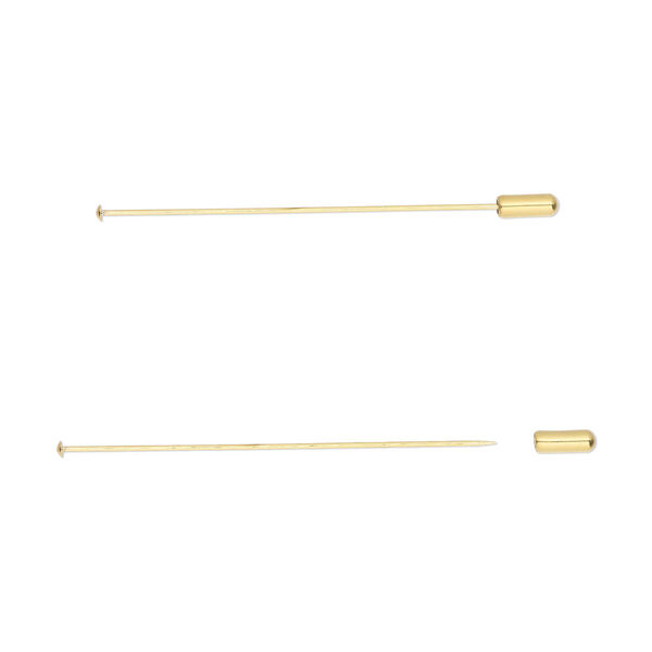 Hat pin, gold-finished stainless steel and silicone, 3 inches with 10x4mm clutch, 18 gauge. Sold per pkg of 2. image number 0