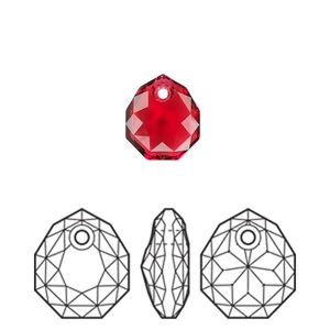 Drop 48pk scarlet, Swarovski® 11.5x10mm pendant majestic 6436