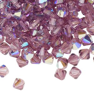 Bead 144pk light amethyst glitter, Preciosa Czech crystal 6mm bicone