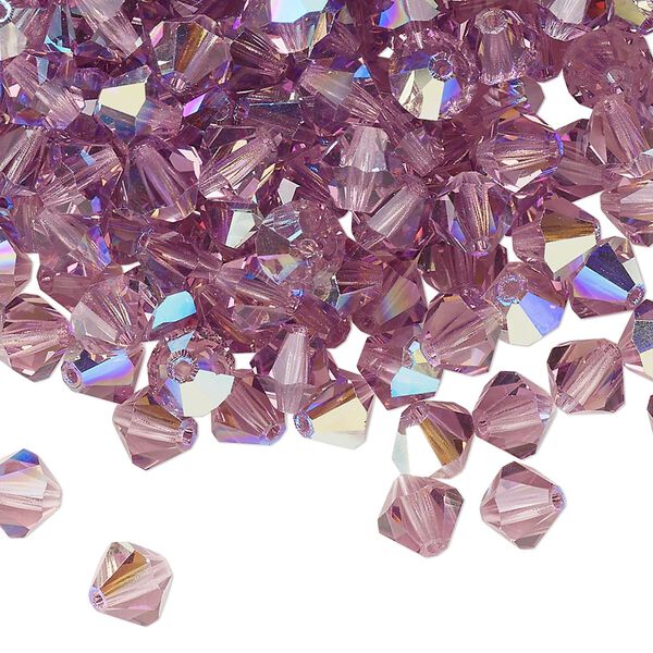 Bead 144pk light amethyst glitter, Preciosa Czech crystal 6mm bicone image number 0