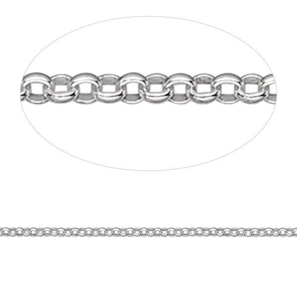 Chain, sterling silver, 1.5mm rolo. Sold per pkg of 5 feet. image number 0