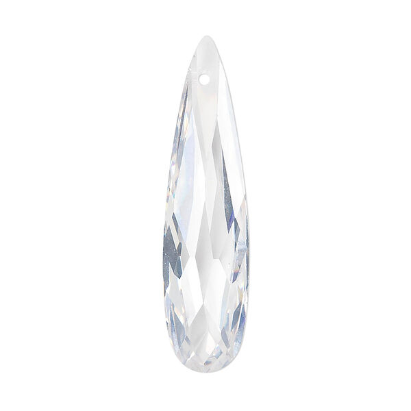 Focal, cubic zirconia, clear, 36x9mm faceted teardrop, Mohs hardness 8-1/2. Sold per pkg of 2. image number 0