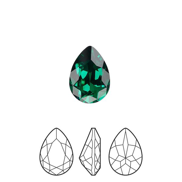 Fancy stone 144pk emerald foil back, Preciosa MAXIMA Czech crystal rhinestone 14x10mm pear image number 0