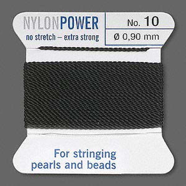 Thread, Griffin, nylon, black, size #10. Sold per 2-meter card (approximately 78 inches). image number 0