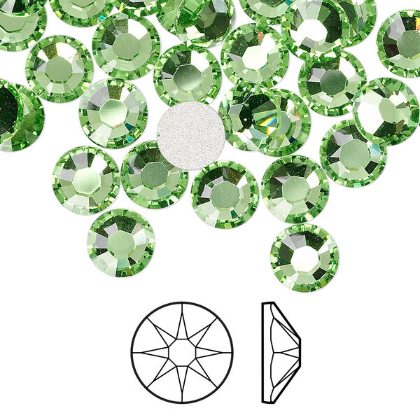 Flat back 144pk peridot foil back, Swarovski® 7.07-7.27mm rose round SS34 2088 image number 0