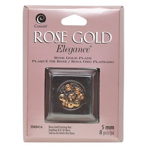 Earnut 1pkg8 rose gold-plated, 5mm, copper / lacquered 4 pair