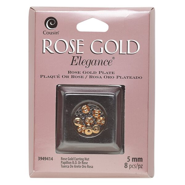 Earnut 1pkg8 rose gold-plated, 5mm, copper / lacquered 4 pair image number 0