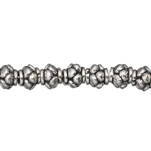 Bead, antique silver-plated copper, 7x7mm fancy rondelle. Sold per 1-troy ounce pkg, approximately 25 beads. image number 0