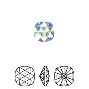 Fancy stone 2pk crystal AB foil back, Crystal Passions® 10mm rose cut cushion 4471