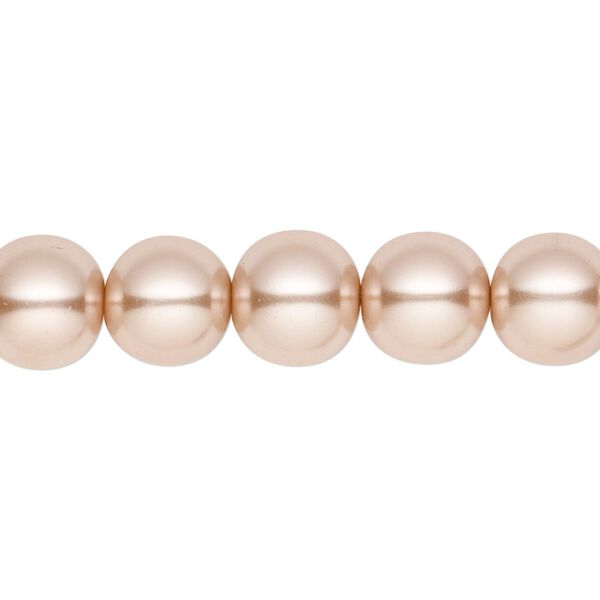 Bead, crystal pearl, champagne, 10mm round. Sold per pkg of (2) 15-1/2" to 16" strands, approximately 80 beads. image number 0