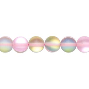Bead, iridescent glass, translucent matte pink vitrail, 8mm round. Sold per 15-1/2" to 16" strand.