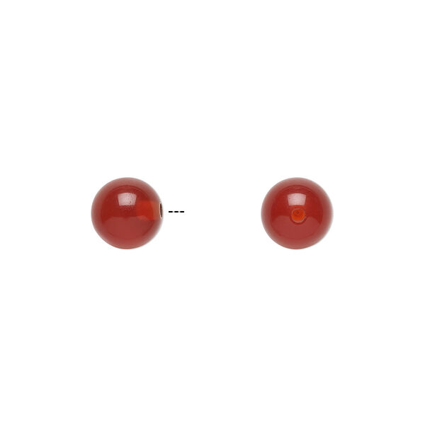Carnelian 1pkg2, half-drilled round bead B grade, 6mm image number 0