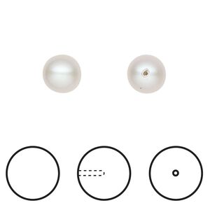 Pearl 1pkg4 iridescent dove grey, Crystal Passions® 8mm half-drilled round 5818
