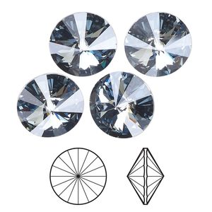 Chaton 12pk crystal mystique foil back, Crystal Passions® 14mm rivoli 1122