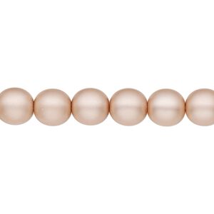 Bead, Czech pearl-coated glass druk, opaque matte pale rose, 8mm round. Sold per 15-1/2" to 16" strand.
