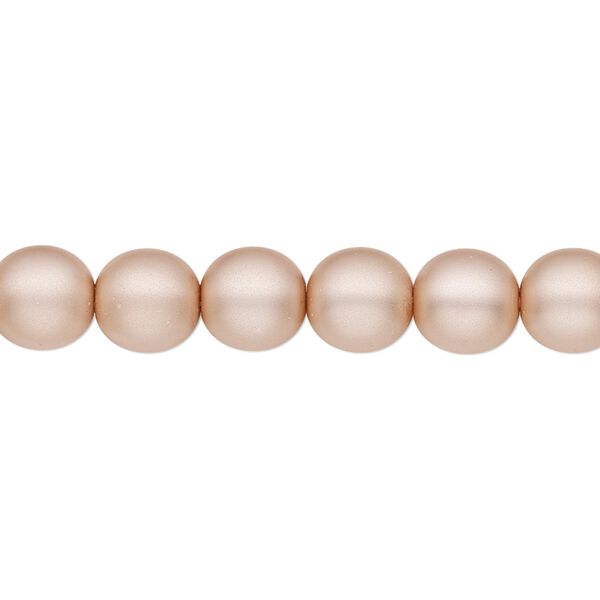 Bead, Czech pearl-coated glass druk, opaque matte pale rose, 8mm round. Sold per 15-1/2" to 16" strand. image number 0