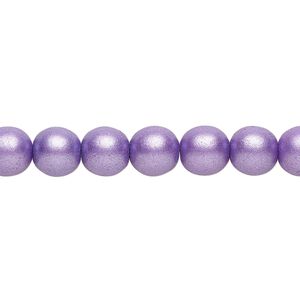 Bead, Czech glass druk, opaque satin purple, 8mm round. Sold per 15-1/2" to 16" strand.