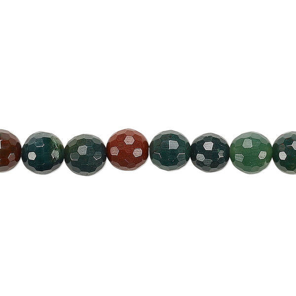 Bead, Indian bloodstone (natural), 6mm faceted round, B grade, Mohs hardness 6-1/2 to 7. Sold per 8-inch strand, approximately 30 beads. image number 0