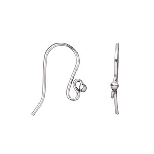 Ear wire fishhook 1pkg20 antique silver-plated, 17mm / 2mm ball / open loop, 20 gauge copper 10 pair