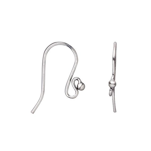 Ear wire fishhook 1pkg20 antique silver-plated, 17mm / 2mm ball / open loop, 20 gauge copper 10 pair image number 0