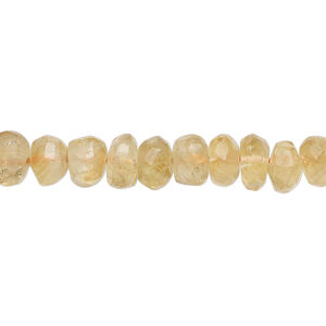 Citrine 1pkg1, hand-cut faceted rondelle bead, 13 inch 7x4mm-8x6mm