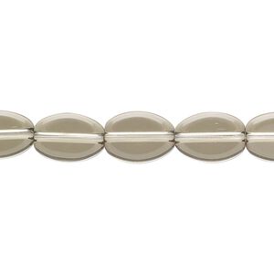 Bead, glass, transparent olive green, 12x8mm flat oval. Sold per 8-inch strand, approximately 15 beads.