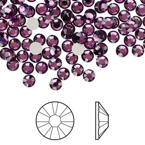 Flat back 144pk amethyst foil back, Crystal Passions® 3.8-4mm rose round SS16 2088