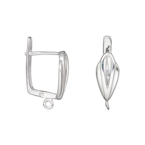Ear wire leverback 1pkg2 sterling silver, 17.5mm / cutout design / open loop, 17 gauge 1 pair