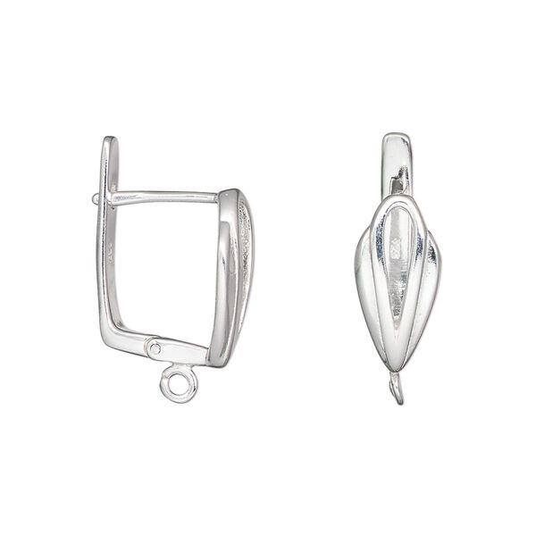 Ear wire leverback 1pkg2 sterling silver, 17.5mm / cutout design / open loop, 17 gauge 1 pair image number 0