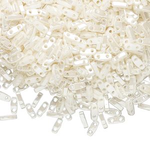 Seed bead, TILA®, glass, pkg/5g, 5x1.2mm quarter tila rectangle, opaque ceylon antique ivory pearl, (QTL-592).