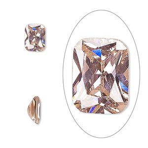 Gem, cubic zirconia, sapphire rose, 8x6mm faceted emerald-cut, Mohs hardness 8-1/2. Sold per pkg of 2.