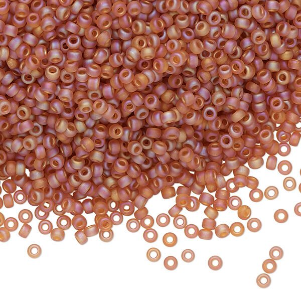 Seed bead, Miyuki, glass, pkg/25g, #11 rocaille, translucent matte rainbow topaz, (RR-133FR). image number 0