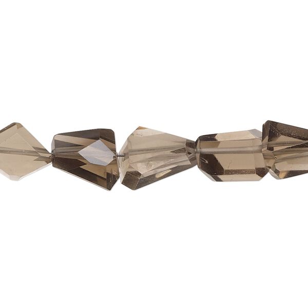 Smoky quartz 1pkg1, hand-cut faceted nugget bead 8 inch small image number 0