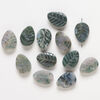 Moss agate 1pkg12, carved leaf bead natural, 18x13mm image number 1