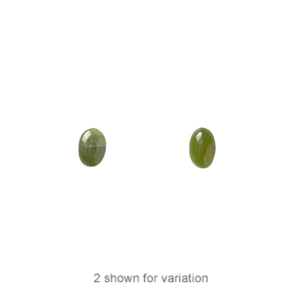 Cabochon, nephrite jade (natural), 6x4mm calibrated oval, B grade, Mohs hardness 6 to 6-1/2. Sold per pkg of 2. image number 0