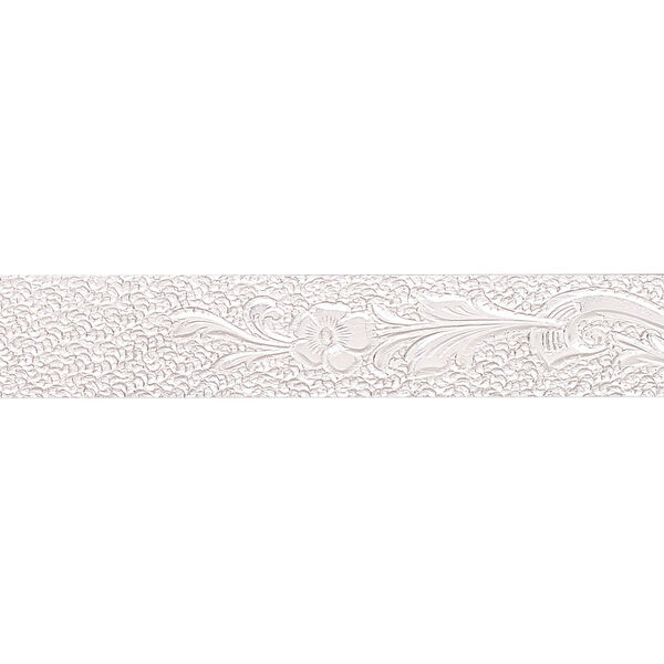 Wire, sterling silver, dead-soft, 8.5mm with floral pattern, 28 gauge. Sold per pkg of 1 foot. image number 0