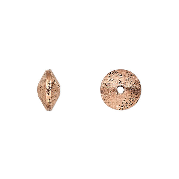 Bead, antiqued copper, 10x7mm brushed saucer. Sold per pkg of 20. image number 0