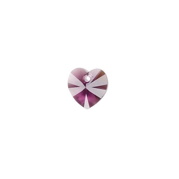 Drop 4pk amethyst, Crystal Passions® 10mm pendant heart 6228 image number 0