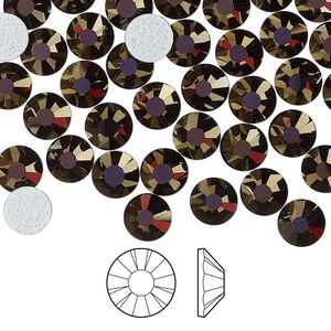 Flat back 24pk jet odyssey foil back, Preciosa MAXIMA Czech crystal hotfix rhinestone 6.3-6.5mm chaton rose round SS30