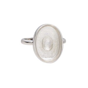 Ring, Almost Instant Jewelry®, sterling silver, 19mm wide with 18x13mm oval glue-in setting, size 9. Sold individually.