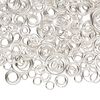 Jump ring mix, silver-plated brass, 3-12mm round, 1.3-10.4mm inside diameter, 18-22 gauge. Sold per 3-ounce pkg, approximately 1,400-1,500 jump rings. image number 0