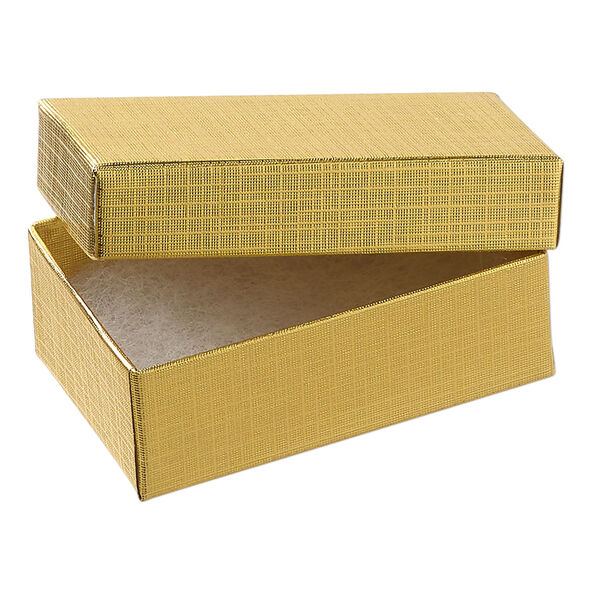 Box 1pkg10, paper and "cotton" filled, gold, 2-1/2 x 1-1/2 x 7/8 inches rectangle image number 1