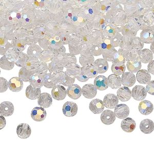 Bead 720pk crystal AB, Preciosa Czech crystal 4mm round